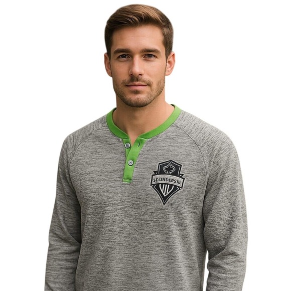 adidas Seattle Sounders FC Pullover Shirt MLS Men's Large Gray Slim New defect - Picture 1 of 6